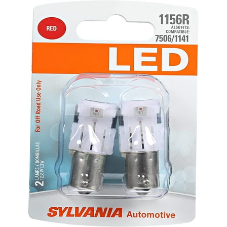 SYLVANIA - 1156 LED Red Mini Bulb - Bright LED Bulb, Ideal for Stop and Tail Lights (Contains 2 Bulbs)