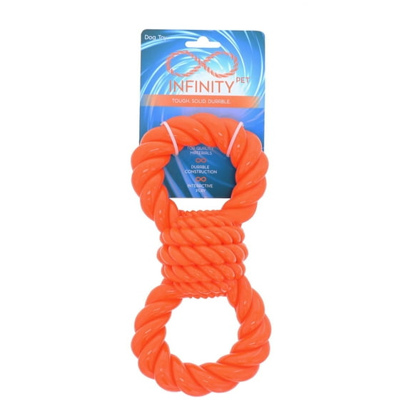 Infinity Pet Durable TPR Chew and Tug Rope Toy, Figure 8, Orange