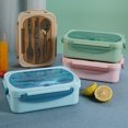 thumbnail image 2 of Labymos Portable Lunch Box 304 Stainless Steel Leakproof Microwave Heating Divided Food Containers with Spoon, 2 of 8