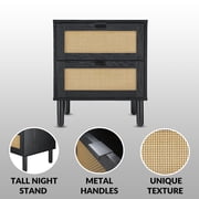 Sango Orre Rattan 2 Drawer Side Table Nightstand, Black