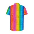 thumbnail image 5 of USNSM Men's Vertical Striped Turndown Collar Button Shirt Short Sleeve Summer Color Block Hawaiian Beach Vacation Striped Print Shirts Multicolor XL, 5 of 5