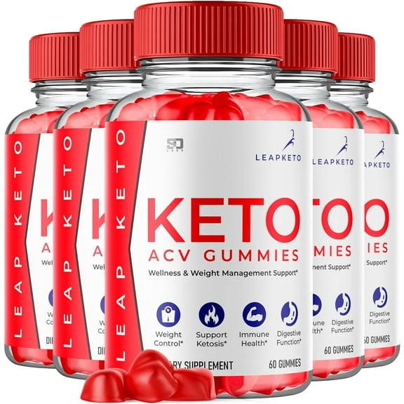 (5 Pack) Keto Leap Keto ACV Gummies - Apple Cider Vinegar Supplement for Energy & Focus - Dietary Supplement Gummies with Apple Cider Vinegar Folate Vitamin B12 B6 Beet Root (300 Gummies)