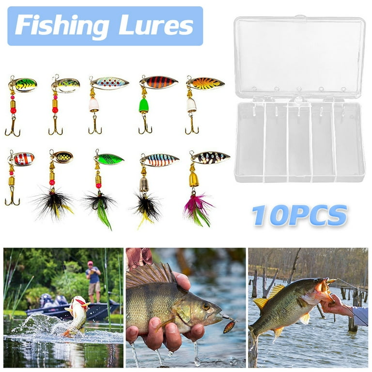 10Pcs Fishing Lures Assorted Starter Set with Box, for Freshwater Trout  Bass salmon