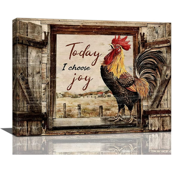 Farmhouse Chicken Wall Decor Rustic Rooster Pictures Wall Art country Canvas Painting Modern Home Framed Artwork For kitchen Bathroom Bedroom 12"X16"