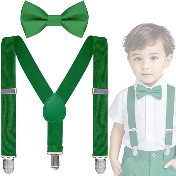 Boys Suspenders & Bowtie Set Adjustable for 6M-6Y Unisex