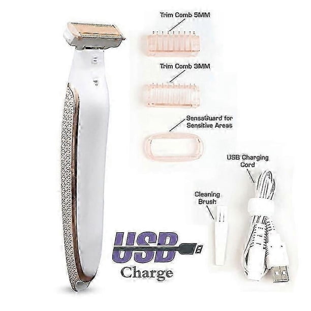 Flawless Body Rechargeable Ladies Shaver And Trimmer, White/rose Gold,0551_c*