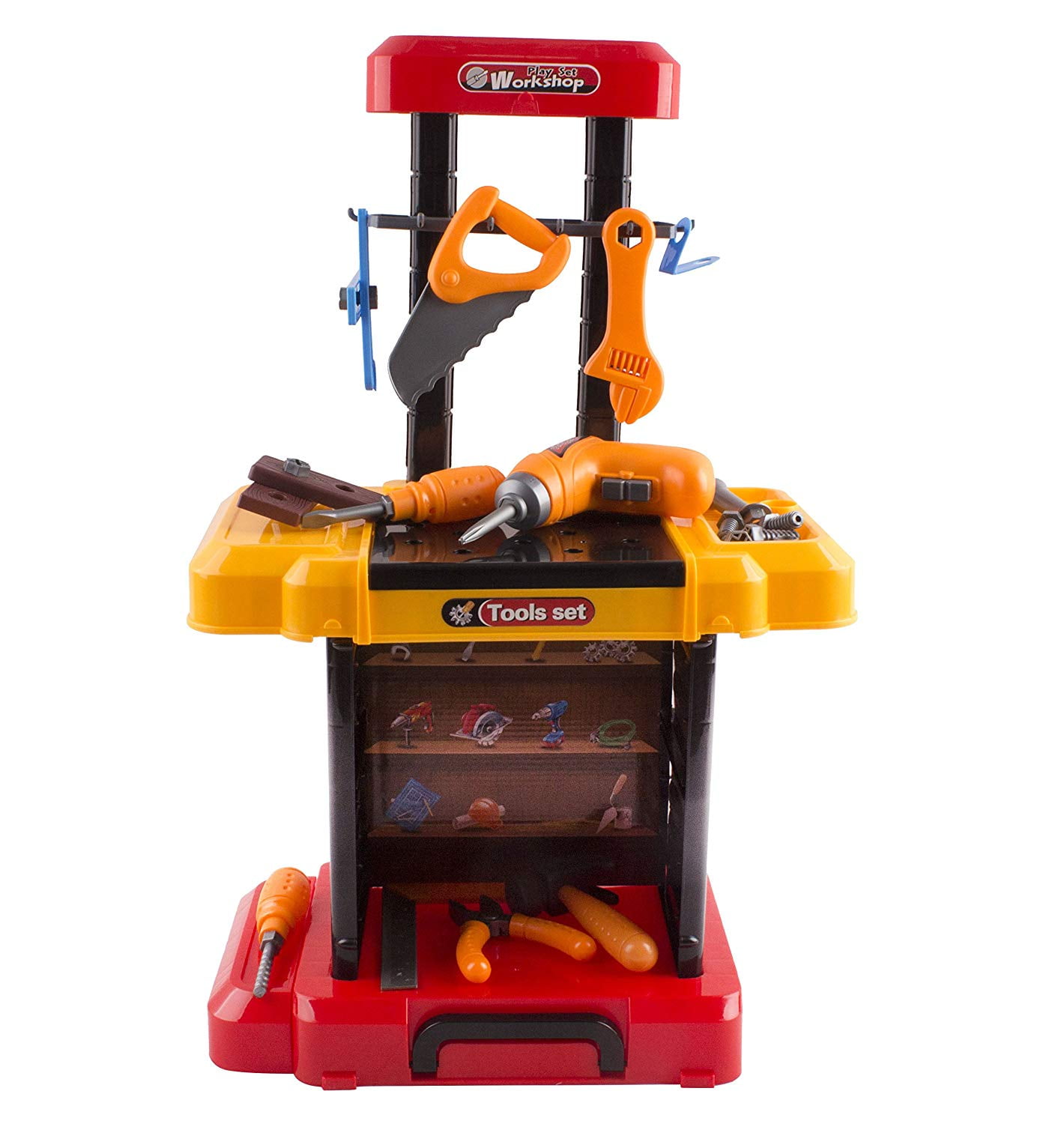 40 Piece Toy Tool Set Construction Kit With Portable Work Bench