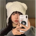 thumbnail image 5 of SikaFu Y2K Bear Ears Beanie Crochet Hat for Women,Kawaii Warm Knitted Slouchy Winter Hat Alt Accessories, 5 of 6