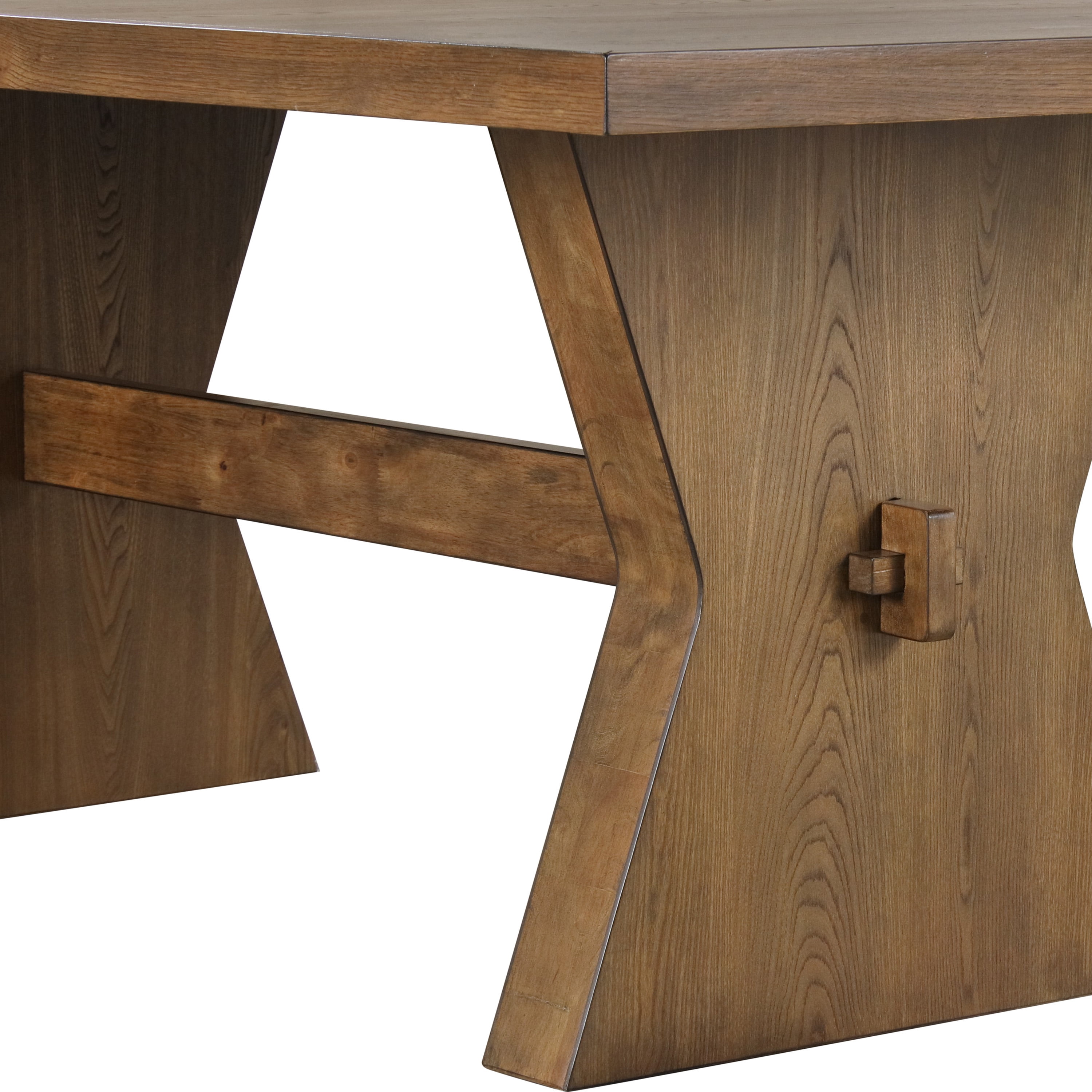 Furniture of America Reymo 78" Trestle Dining Table, Rustic Oak