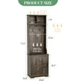thumbnail image 3 of Farmhouse Hall Tree, 4-in-1 Coat Rack with Shoe Storage Bench, Entryway Coat Rack with 5 Hooks, 2 Cubbies & 1 Barn Door Cabinet for Entryway, 3 of 8