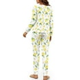 thumbnail image 3 of FOR U DESIGNS Flower Lemon Pajama Set for Women with Pockets Long Sleeve Pants and Crew Neck Tops Drawstring Lounge Pants 2 Piece Size S Nightwear for Women, 3 of 6