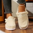 thumbnail image 2 of Fuzzy Slippers House Shoes for Women Indoor and Outdoor Fashion Casual Cozy Winter Warm Fleece Flats Penny Loafer Ankle Boots Beige Size 6.5, 2 of 6