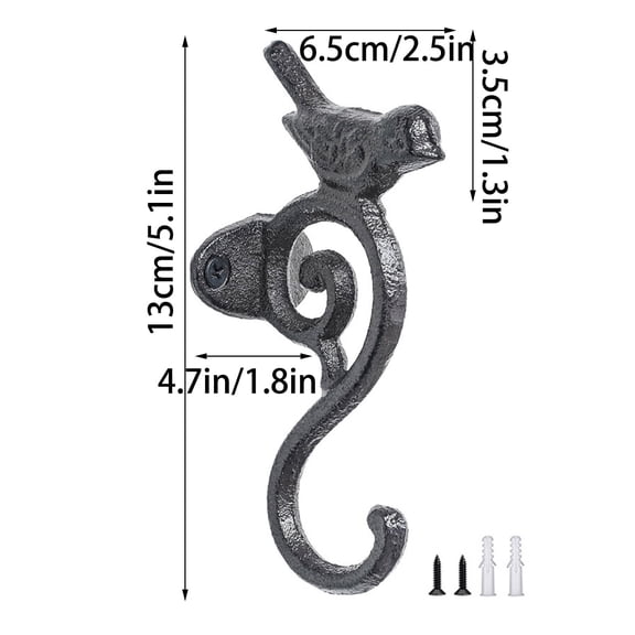 Wrought Iron Bird Shaped Hook With Rustic Village Design A Functional And Decorative Piece For Hanging Kitchen Tools Towels Or Garden Items On Fences