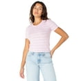 thumbnail image 2 of Celebrity Pink Women's Short Sleeve Pointelle Henley Top, Sizes XS-XXXL, 2 of 5