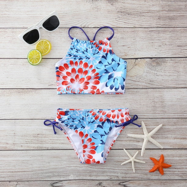 Dyfzdhu Girls Swimsuit Outfits Daisy Tankini Halter Sport Girls' Beach