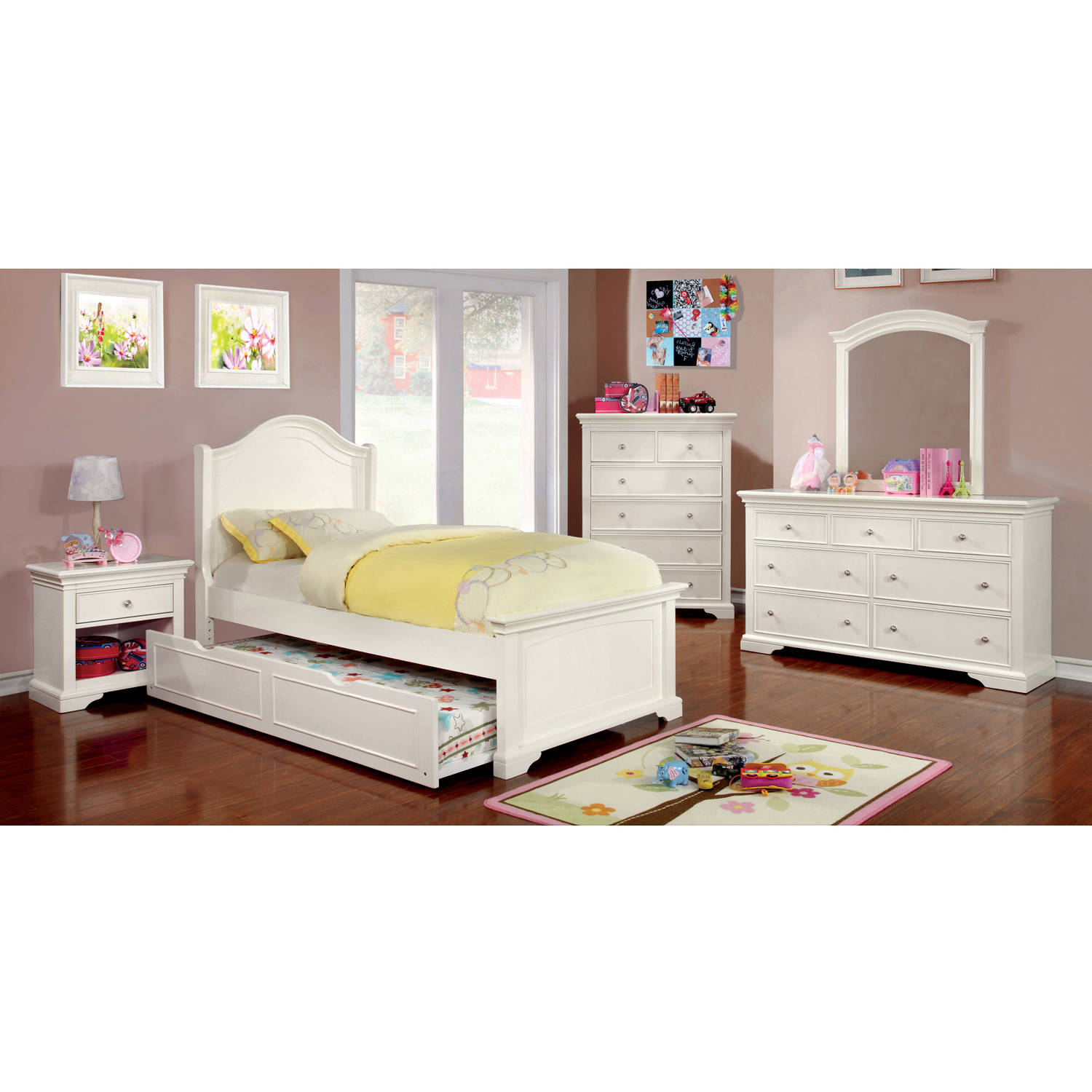 Furniture of America Pressly Youth Design White Bed, Full