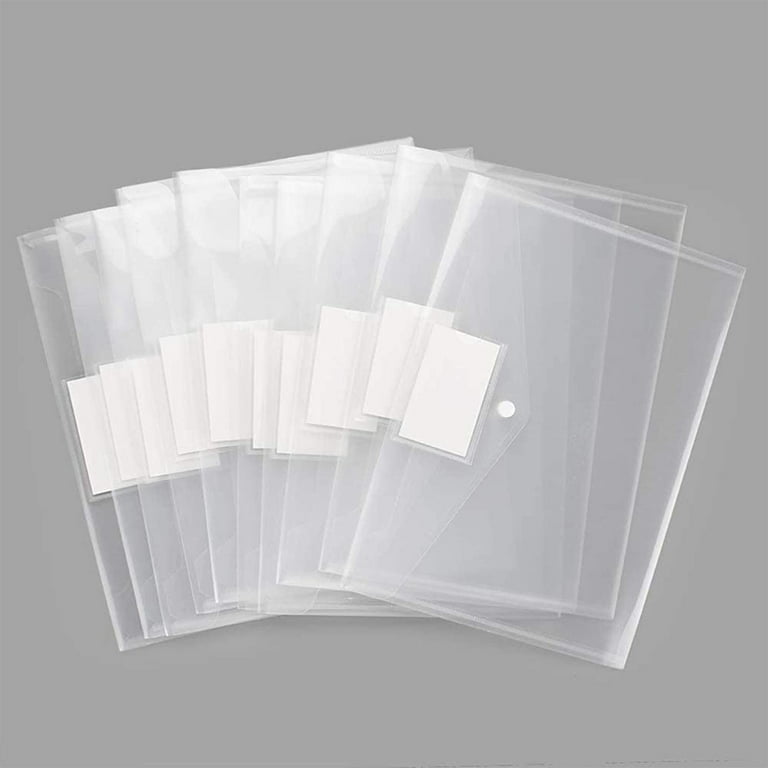20 Pack Plastic Envelopes Poly Envelope Folder Clear Plastic Reusable Folders with Hook & Loop Closure, Letter Size/A4 size, for School and Office