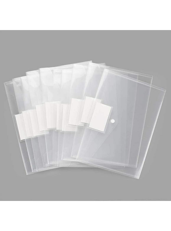 20 Pack Plastic Envelopes Poly Envelope Folder Clear Plastic Reusable Folders with Hook & Loop Closure, Letter Size/A4 Size, for School and Office Supplies