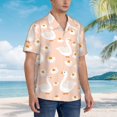 thumbnail image 3 of Vsdgher Geese and Flower Print Men's Hawaiian Shirts Button Down Tropical Holiday Beach Shirts Vacation Clothes,Medium, 3 of 7