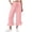 Pink, variant on Linen Pants Women Summer Casual Ruffle Hem Wide Leg Drawstring Elastic Waist Capri Pants with Pockets Beach Vacation Travel Pants M
