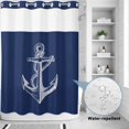 thumbnail image 2 of No Hook Shower Curtain, Nautical Anchor Shower Curtains for Bathroom with See Through Top Window, Navy Blue Coastal Marine Minimalist Rope Waterproof & Washable Bath Curtain Extra Long 72"x96", 2 of 9