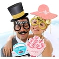 thumbnail image 4 of Chockeie Wedding Photobooth Props, DIY Wedding Photo Booth Props Fancy Dress Photo Booth Props Kit with Wooden Pegs for Wedding Party Decoration (52 Counts), 4 of 5