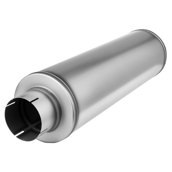 KFFKFF Stainless Steel Exhaust Muffler, 4-Inch Inlet & Outlet, 30-Inch Length, Universal Resonator for Cars, Trucks, SUVs, and Daily Use