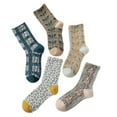 thumbnail image 4 of Xfvqtps Womens Flower Socks Art Mid Tube Knitted Retro Court Style Comfortable Soft Cozy Warm Cotton Socks Blue, 4 of 5
