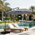thumbnail image 5 of Patbrela 10ft Cantilever Patio Umbrella, 360-Degree Rotation Hanging Offset Market Outdoor Umbrella, Tilt Adjustment, for Backyard, Deck, Poolside, Gray (Base not included), 5 of 10
