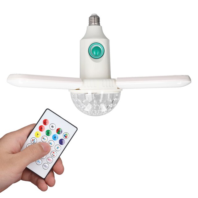 Lámpara de techo plegable con forma de hoja, 48 W, E27, 3 hojas, RGB, con música, bombilla plegable de colores, construcción robusta
