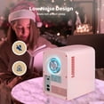 thumbnail image 4 of Vizlon Commerce 1.06gal Portable Mini Fridge and Warmer – Compact 6-Can Cooler with Freezer, Pink, Dual Power Options (12V/100-120V), Ideal for Bedroom, Office, or Kitchen Use, Mini Refrigerator, 4 of 11