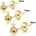 thumbnail image 2 of 180 Pieces Ball Post Earring Stud with 200 Pieces Butterfly Ear Back Earrings with Loop for DIY Jewelry Making Findings, 4 mm 5 mm 6 mm (Gold), 2 of 5