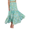 thumbnail image 2 of Qiylii Women Summer Boho Skirt,Elastic Waist Pleated A Line Flowy Layered Ruffle Swing Long Maxi Beach Skirt with Pockets, 2 of 7