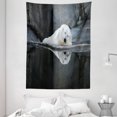 thumbnail image 1 of Bear Tapestry, Sleeping Cute Polar Bear at the Zoo with Water Reflection Peaceful Calm Nature, Wall Hanging for Bedroom Living Room Dorm Decor, 60W X 80L Inches, Cream Grey Black, by Ambesonne, 1 of 2