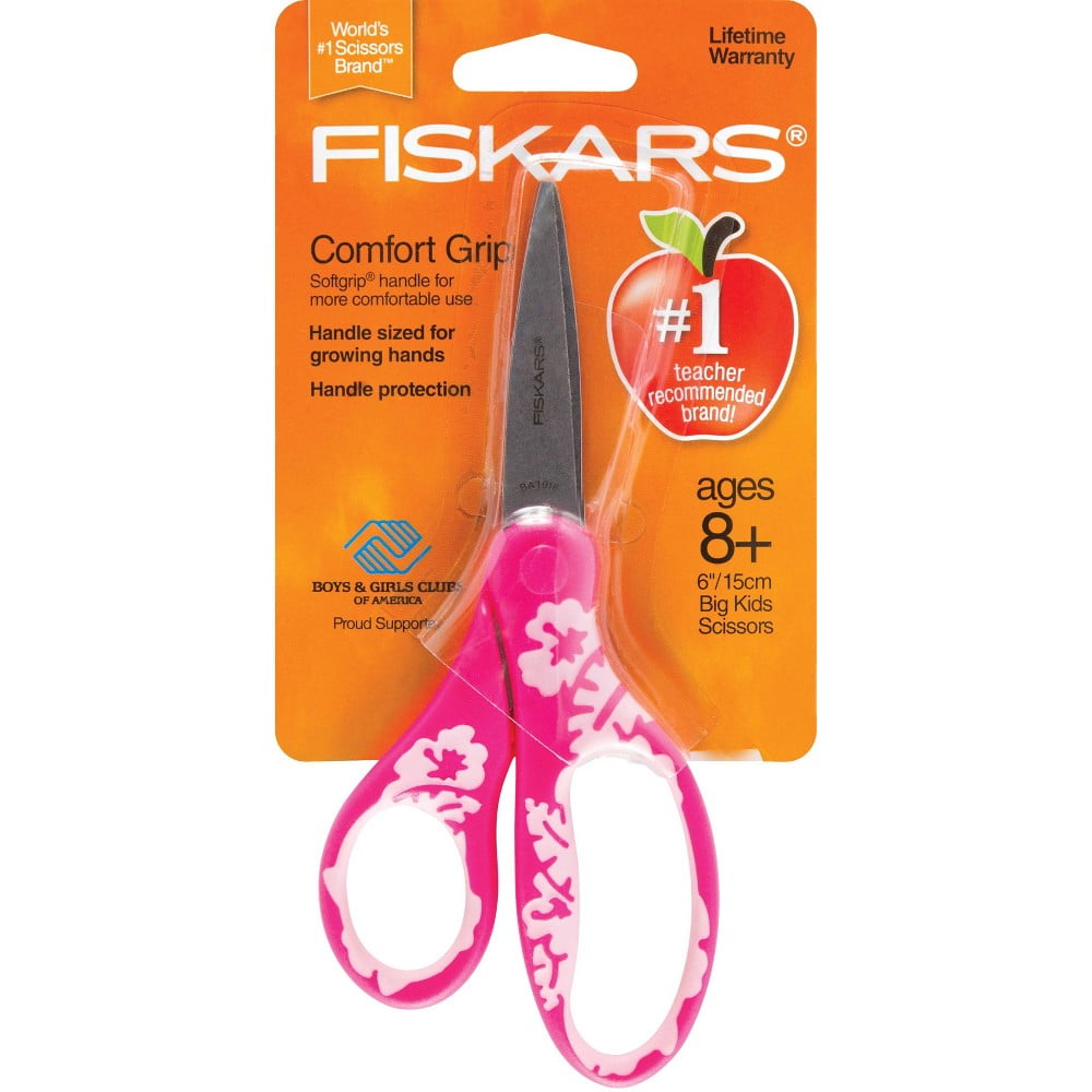Fiskars 6" Soft Grip Big Kids Scissors Pink Floral