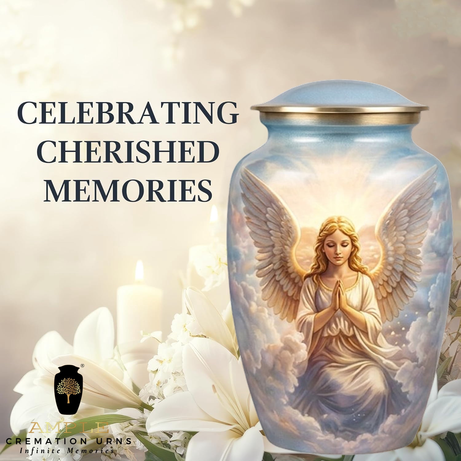 Angel Cremation Urn for Human Ashes Adult – Heavenly Memorial Funeral Urn
