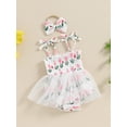thumbnail image 3 of Bagilaanoe Newborn Baby Girl Summer Rompers Dress Print Sleeveless Bodysuits + Headband 3M 6M 12M 18M Infant Tulle Patchwork A-line Dresses, 3 of 7