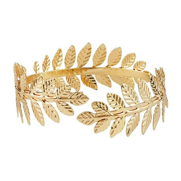Grofry Leaf Shape Upper Arm Bracelet Metal Coil Swirl Spiral Shape Armband Cuff Opening Adjustable Arm Bangle Armlet Jewelry Gift