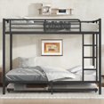 thumbnail image 4 of Full over Full Metal Bunk Bed in Black with Twin Size Trundle, Sturdy Metal Construction, 4 of 18