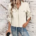 thumbnail image 2 of GigrtiJin Women's Long Sleeves Lapel Jackets Casual Solid Color Zip up Fashion Coats Loose Comfy Jacket with Pockets, 2 of 9