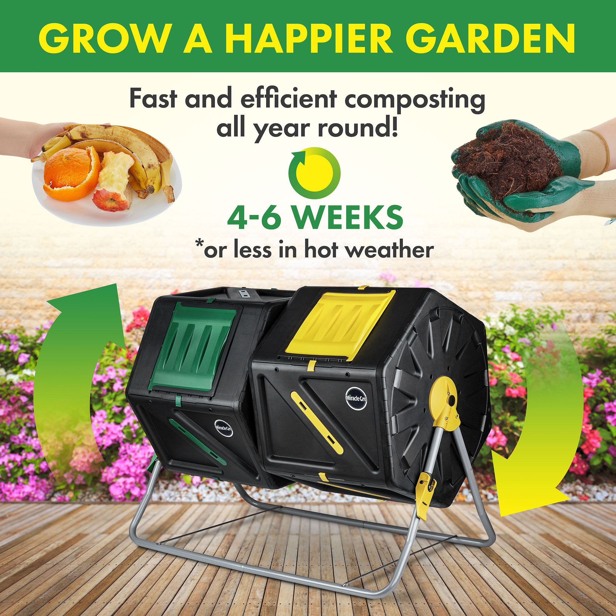 Miracle-Gro - 55 gal Dual Chamber Tumbling Composter - image 4 of 7