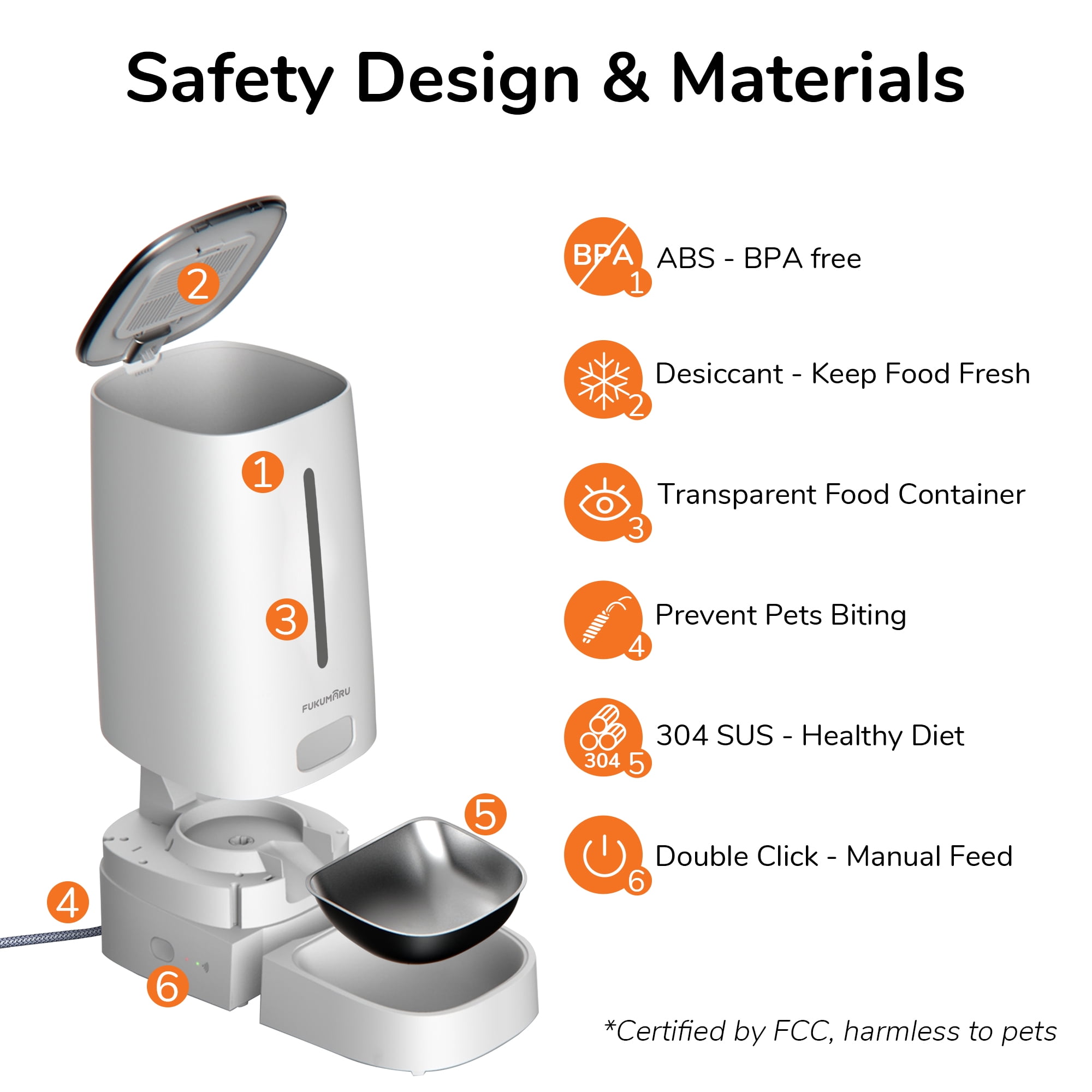 FUKUMARU Automatic Cat Feeder with 2 Bowls, Timed Control WiFi Dog Feeder, 4L