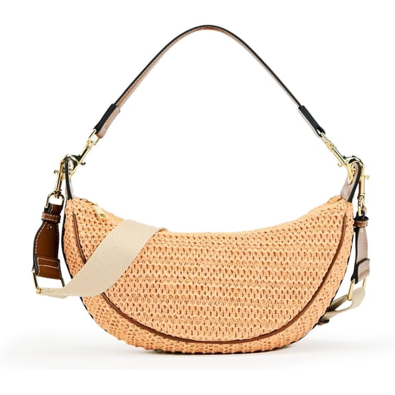 CAILDANL Straw Crossbody Bags for Women Beach Woven Hobo Handbag Summer Chic Crescent Shoulder Purses with Adjustable Strap 2025
