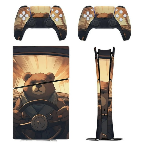 Skin Sticker for PS5 Slim Standard PS5 Pro Disc Digital Edition Console and Controllers Decals for Playstation 5 (Bear,PS5 Slim Disc Edition)