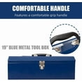 thumbnail image 4 of 19" Portable Toolbox Blue Parts Management Tools Storage Box, 19.1" L x 6.1" W x 6.5" H, Portable Hip Roof Design for Car, Truck, Tractor & Home Use, 4 of 9