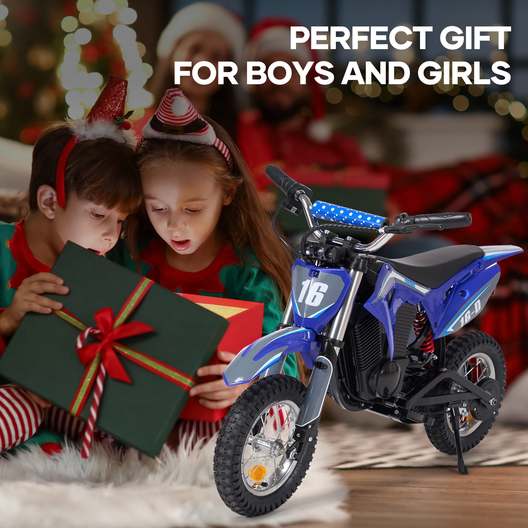 Naipo  Electric Dirt Bike with 36V 6Ah Lithium Battery , 300W Brushless Motor,14MPH & 3-Speed Modes Motorcycle  for Kids  Height 3.6-4.9Ft