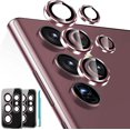 thumbnail image 1 of 2pcs Camera Lens Protector Compatible Samsung Galaxy S22 Ultra, Hd Tempered Glass Metal Ring Camera Protector, 1 of 3