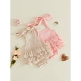 thumbnail image 3 of BemeyourBBs Newborn Baby Girl Summer Clothes Cute Infant Baby Girl Cotton Linen Outfit Bubble Romper 0 3 6 12 18 Months Strap Tie-up Sleeveless Layered Bodysuit Jumpsuit Playsuit, 3 of 9