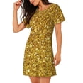 thumbnail image 2 of Naloa Gold Glitter Print Women Nightgowns,Womens Loungewear,Short Sleeve Sleepwear,Comfy Ladies Nightdress, 2 of 6