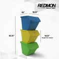 thumbnail image 3 of Redmon Bacs à Persiennes Empilables de 10 Gal, Ensemble de Rangement pour Recyclage de 3 Pcs, Multicolore, 3 of 9